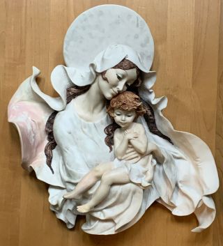 Giuseppe Armani Mary & Baby Jesus Wall Figurine 1989 Florence Italy 10 12.  5 "