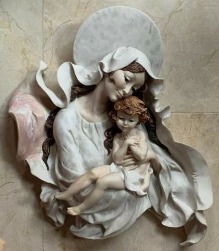Giuseppe Armani MARY & BABY JESUS Wall Figurine 1989 Florence Italy 10 12.  5 