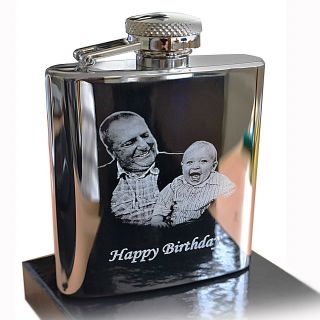 Steel Hip Flask,  Photo Engraved For Christmas,  Best Man,  Christmas Gift