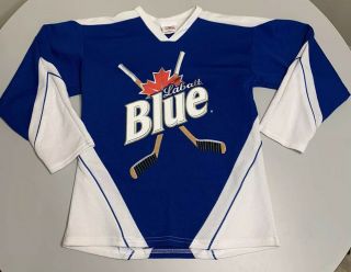 Labatt Blue Beer Hockey Jersey Long Sleeve Shirt Sz L/xl Chest 34 - 36