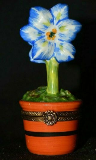 Antique Porcelain Ring Trinket Box Flowers Flower Pot France Limoges,  Rochard