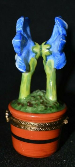 Antique Porcelain Ring Trinket Box Flowers Flower Pot France Limoges,  Rochard 2
