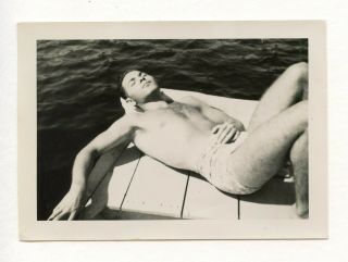 12 Old Photo Handsome Swimsuit Soldier Boy Muscle Man Sleeping Snapshot Gay