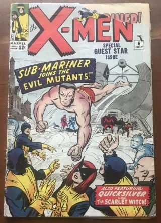 X - Men 6 1.  8 - 2.  0 Gd Early Sub - Mariner,  Magneto Stan Lee,  Jack Kirby,  1964