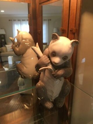 Nao By Lladro Panda Bear Holding Bamboo Porcelain Figurine