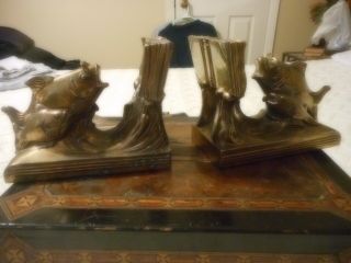 Vintage Fish Reading Book Heavy Metal Bookends