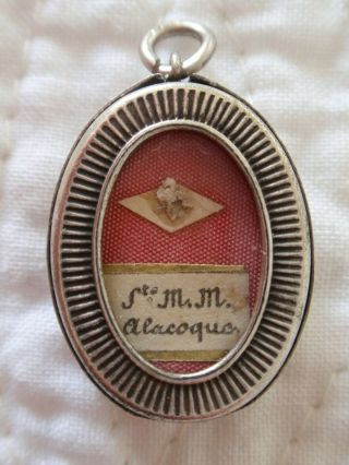 France Silver Sainte Marguerite Marie Reliquary Medal St Margaret Mary Alacoque