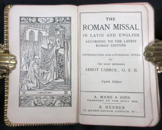 1931 The Roman Missal In Latin And English Cabrol Leather Gilt Engravings