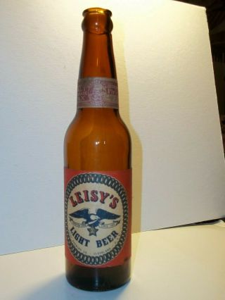 1947“leisy’s Light Beer”12 Oz.  Amber Bottle Cleveland.  Ohio1½¢pd Malt Tax Label