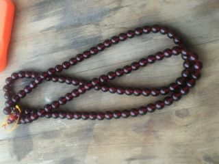 Cherry Amber Bakelite Faturan Prayer Beads Necklace,  203 Grm