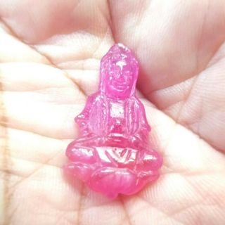 Buddha Guanyin Statues Carving Red Ruby Jewelry Solid Loose Gemstone Collectible
