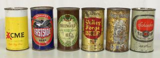 6 Flat Top Beer Cans Acme Rheingold Peter Doelger Scheidt Valley Forge Schaefer,