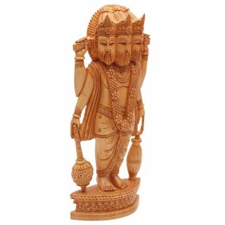 Wooden Brahma Statue For Home Indian Hindu God Handmade Unique Art Fine 10 inch 2