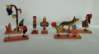 Vintage Swiss Hand Carved Wood Miniature Figurines Of Children And Animals