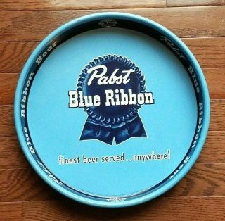 Vintage Pabst Blue Ribbon Pbr Beer Metal Serving Tray Finest Beer Served 1960 