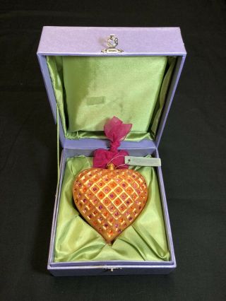 Swarovski Expressions From The Heart Blown Glass Crystal Ornament - Orange W/box