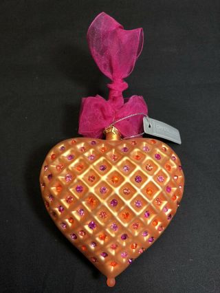Swarovski Expressions from the Heart Blown Glass Crystal Ornament - Orange w/box 3
