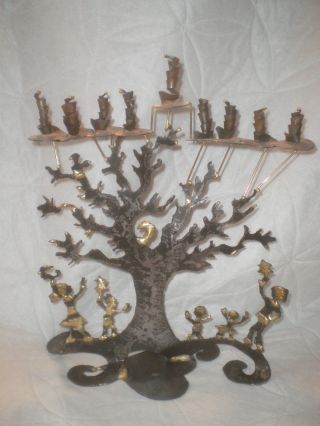 Great Modern Art Gallery Large Metal Hand Made Jewish Menorah " Tree Of Life "