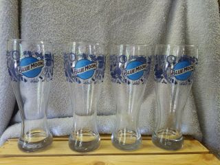 Vintage Blue Moon Beer Drinking Glass 16oz Salute Cheers