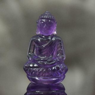 Miniature Sculpture Of The Buddha Purple Amethyst Gemstone Carving 2.  10 G