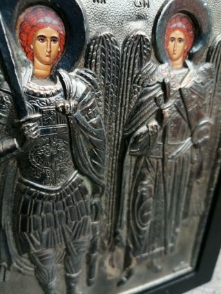 950 Silver Icon St George,  Archangel Gabriel,  Archangel Michael
