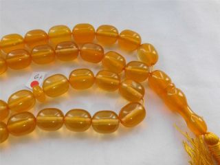 German Yellowish Sandeloos / Bakelite 33 Beads Tasbih,  15 " Long,  120 Grm