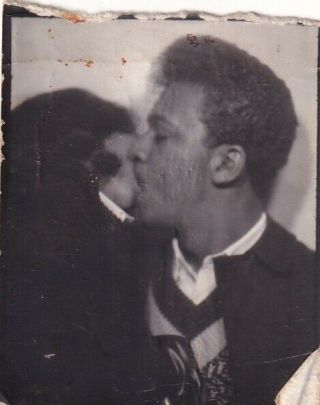 Vintage Photo Booth - Affectionate African - American Couple,  Kissing