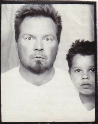 Vintage Photo Booth: Serious,  Intense,  Staring Father & Cute Son