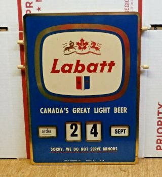 Labatt Beer 1970s Advertising Tin Metal Calendar Sign 9½ " X13¼ " Buffalo,  York