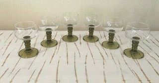 Vintage Set Of Six (6) Rhein Roemer Germany Ball Stem Cordial Wine Glasses