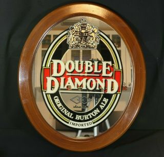 Vintage Double Diamond Burton Ale Beer Mirror Sign Bar Advertising Wood