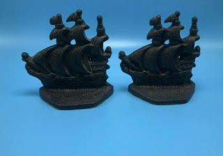 Vintage Old Ironsides Tall Sailing Ship Nautical Bookends Book Ends