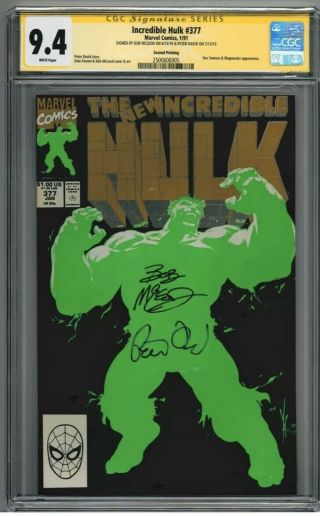 Incredible Hulk 377 (1991) 2nd Print - Cgc 9.  4 Ss - Double Signed Mcleod & David
