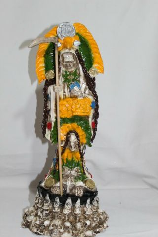 708 Big Statue Azteca Hueso Color 16.  5 " Santa Muerte Ceremonial Preparada Armoni