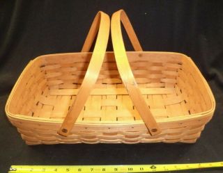 Longaberger Medium Gathering Basket Swing Handles & Protector (signed 1992)