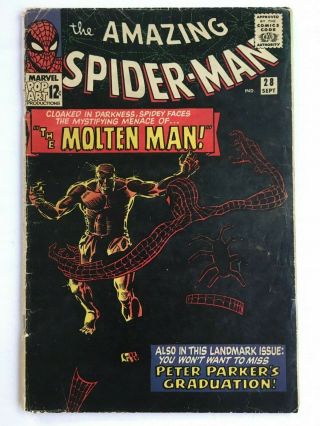 Spider - Man 28 1st Molten Man;very Tiny Archival Glue Repair Apparent 5.  5