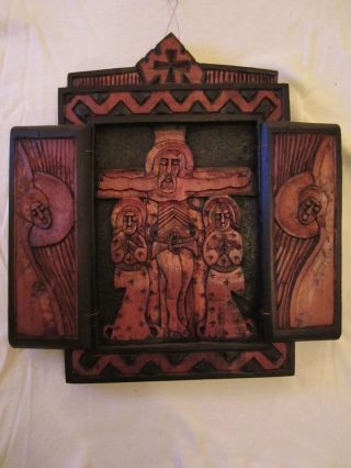 Ethiopian Coptic Christian Orthodox Wood Icon Triptych Handmade Religious 3
