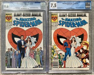 Spider - Man Annual 21 Cgc 9.  6 Cgc 7.  5 Two Copies Both Versions Wedding