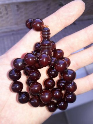 Cherry Faturan Prayer Beads Bakelite Masbaha Islamic Amber Turkish Handmade