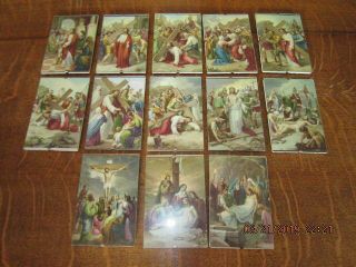 13 Framed F & B Fratelli Bomella Italy 4 " X 6 " Colorful Stations Of The Cross