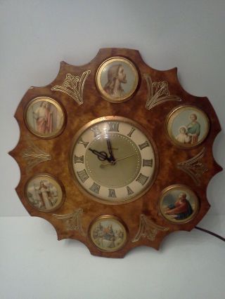 Vintage United Electric Clock Jesus Theme Home Blessing Wall Clock