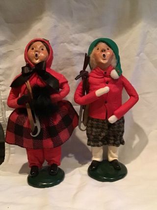 Byers Choice Carolers Set Of 2 Skaters Children Boy And Girl 1988,  10”,  Signed