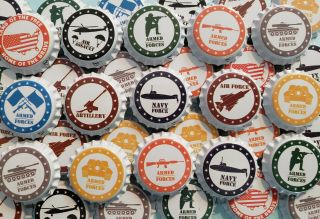 500 Us Armed Forces Home Brew Beer Bottle Caps Patriotic Navy Military Army