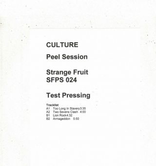 Culture - The Peel Session Strange Fruit 12 " (hear) Reggae Test Press