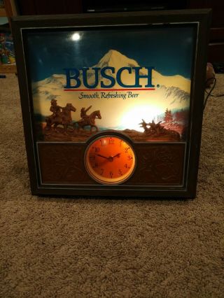 Busch Beer Lighted Sign Clock 3d Western Cowboy Style - Lakeside Industries
