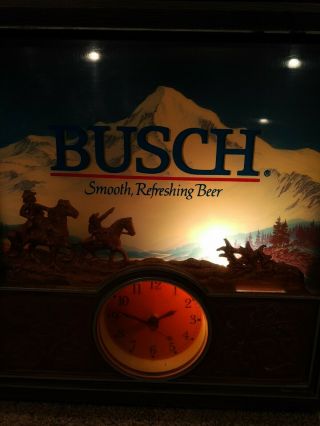 Busch Beer Lighted Sign Clock 3D Western Cowboy Style - Lakeside Industries 2
