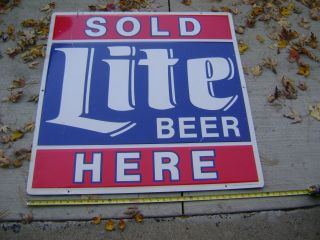 Vintage Large Bar Party Store Miller Lite Beer Here Vintage Tin Metal Sign