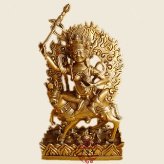 9 " Tibet Tibetan Buddhism Copper Gilt Hand Made Palden Lhamo Buddha Statue