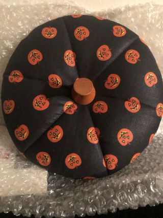 Longaberger 1996 Small Pumpkin Basket Fabric Lid With Stem - Black Orange