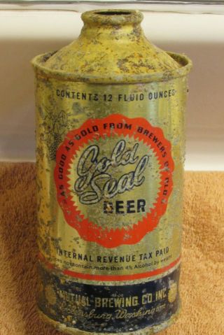 1930s Gold Seal Beer Irtp Lo - Pro Cone Top Beer Can Ellensburg Washington